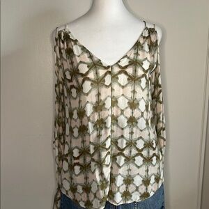 Jessica Simpson Sunset Blast Cold-Shoulder Blouse - All Over Batik Boho Print